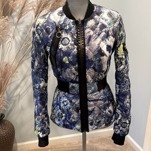 Just Cavalli lightweight down jacket. Blue and black. Size 42 Italian, XS US.